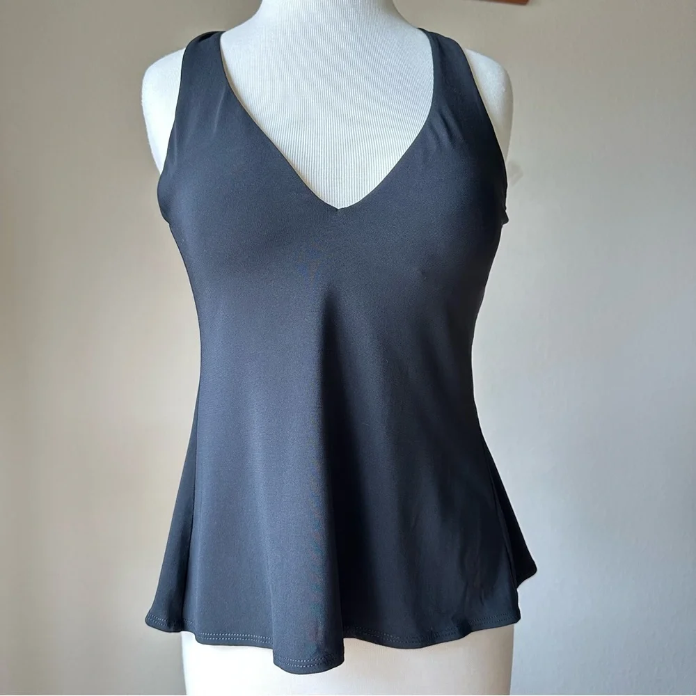 Robin Piccone Black Halter Swim Tankini Top Adjustable‎ Tie Back S/M
